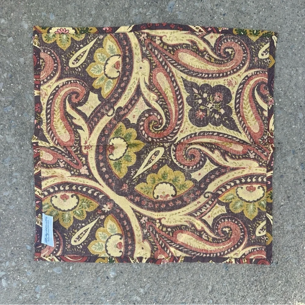 April Cornell Paisley Cotton Napkin Set of 3 15.75” Boho Cottage Fall Colors